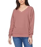 Buffalo David Bitton Women's Super Soft Fleece V-Neck Pullover Sweatshirt (US, Alpha, Medium, Regular, Regular, Taupe Rose (Pink))
