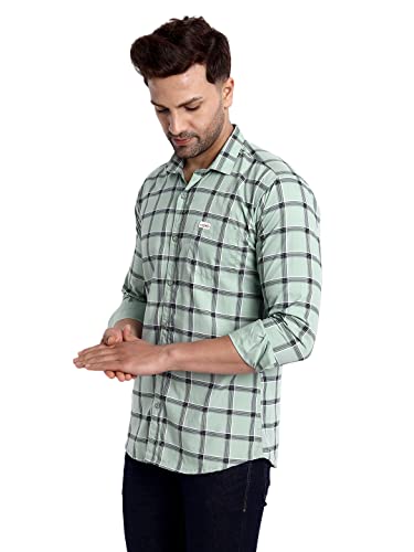 Image of Majestic Man Slim Fit Cotton Casual Check Shirt for Men