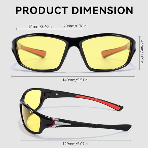 SIPHEW Night Driving Glasses, Sports Polarized Yellow Night Vision Glasses for Men Women, Reduce Glare and Enhance Vision3