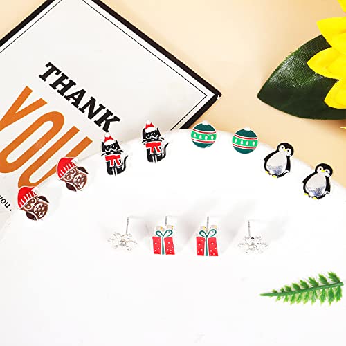12 Pairs Christmas Stud Earrings Set Santa Earrings For Girls Penguins Earrings Gingerbread Earrings Bulk For Women（12 Pairs Christmas Earrings C) #TOP2