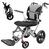 WHLICKS Lightweight Folding Transport Wheelchair for Adults & Seniors, Portable Travel Chair with Removable Cushion & 11' Wheels, Ergonomic Wheel Chair Height Adjustable,All Terrains
