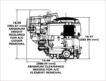 Engine side view with dimensions