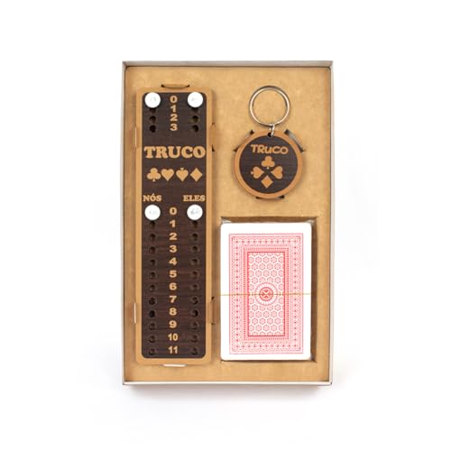 Kit Truco 3 Peças - Chaveiro + Marcador De Tento + 54 Cartas