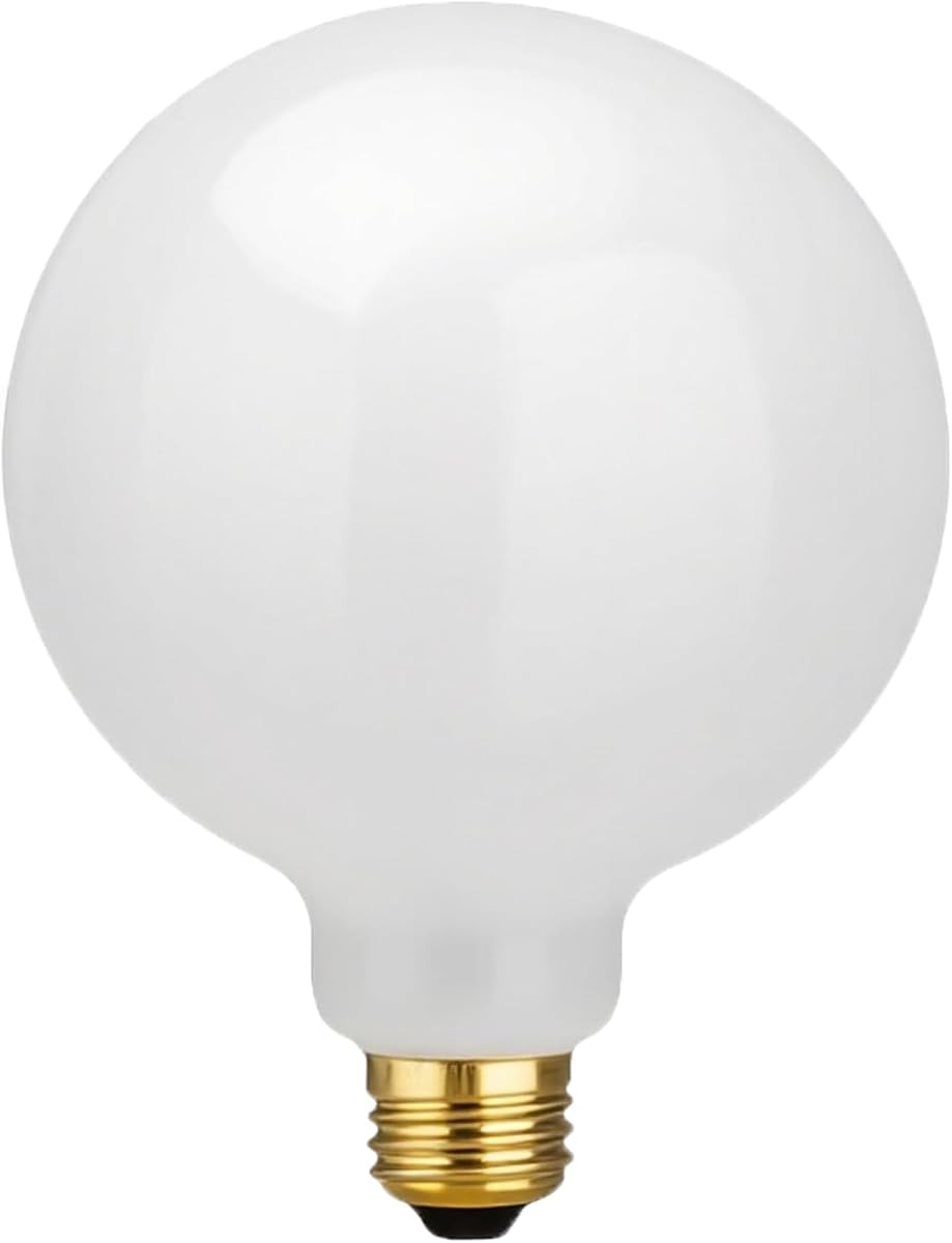 G40 LED Large Globe Light Bulbs, G125 E26 60W Warm White Dimmable | 2700K Oversized Coated inside White Glass Filament Decorative Bulbs, Round Bulbs for Chandelier Vanity Light Fixture, 1 Pack