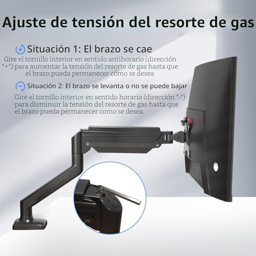 suptek Stojak na monitor PC dla monitorów LED LCD od 13 do 32 cali, regulowane ramię monitora ze sprężyną gazową, obrotowy stojak na monitora z 2 rodzajami instalacji, udźwig do 9 kg,czarny MD01A