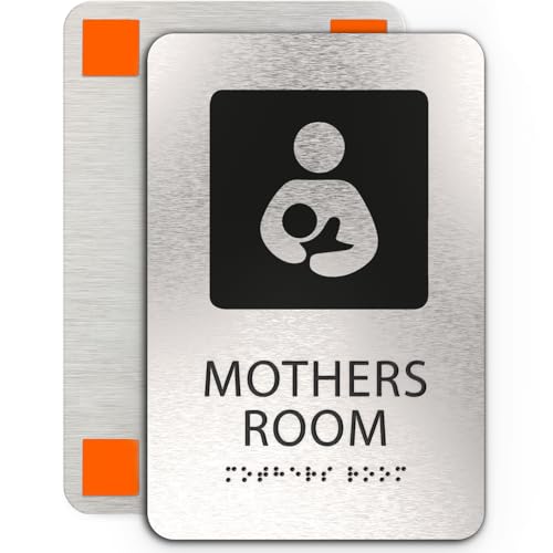 Brushed Aluminum Mothers Room Sign with Braille
