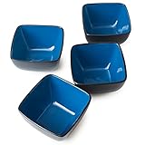 AmorArc 32oz Square Cereal Soup Bowls Set, Stoneware Bowls Set of 4 for Kitchen, Large Bowls for Cereal,Soup,Meal, Microwave & Dishwasher Safe-Blue Inside