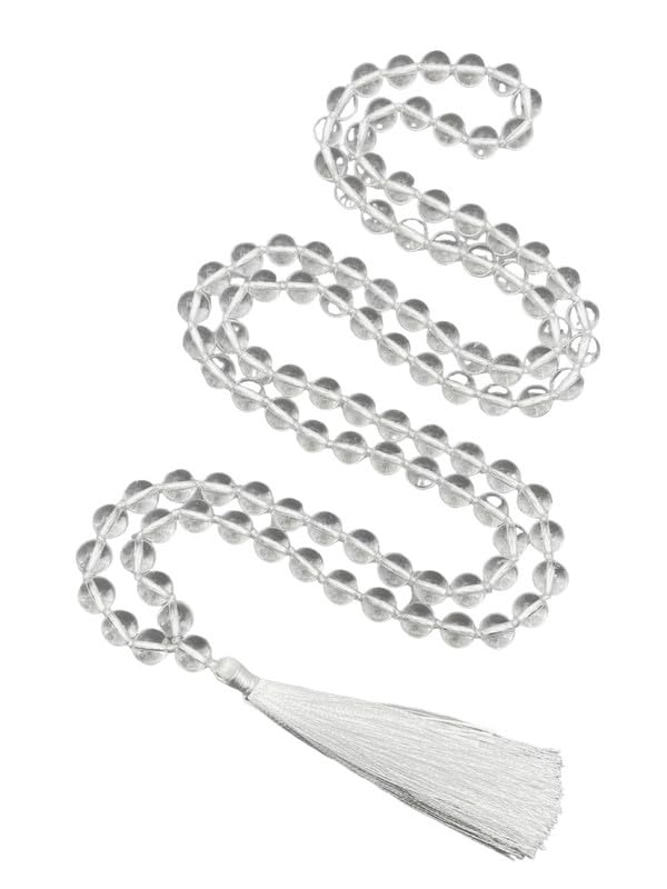 Mala tibétain en cristal de quartz AAA authentique pour la méditation