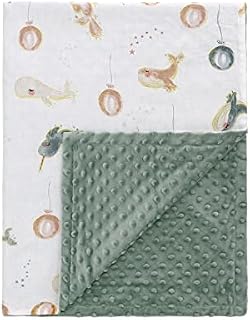LAT LEE AND TOWN Minky Baby Blanket 78x100cm Silky Soft Micro Fleece Baby Blanket with Dotted Backing, Printed Animal Throw Blanket for Boys (Whale Balloon)