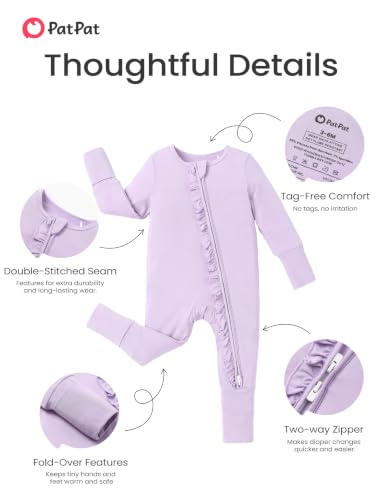 Image of PATPAT Bamboo Viscose Baby Footie with Headband, NB-2T | 2 Way-Zipper, Fold-over mittens and feet, Soft and Breathable, True to size, Stretchy for duration, Comfort in every season