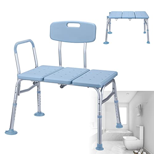 LARS360 Siège de baignoire pour personnes âgées - Réglable en hauteur - Avec dossier et accoudoirs - Antidérapant - Pour adultes jusqu'à 150 kg, Type B, LARS-(HAG1334), Bleu Ciel