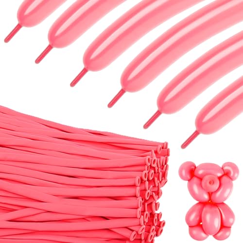 Image of Long Balloons - Pink 260 Balloons for Balloon Arch & Party Decor, 100Pcs