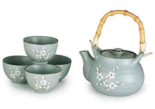 Hinomaru Collection Kagetsu Glazed Porcelain Japanese Sakura Cherry Blossom Tea Set 24 fl