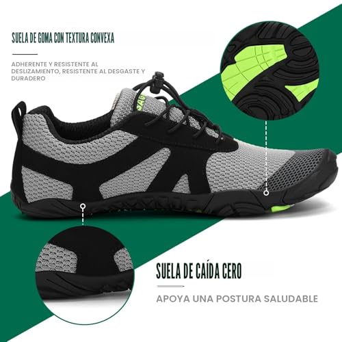 Miniatura 3 de Saguaro Zapatillas Barefoot Hombre Mujer Zapatillas Minimalistas Zapatos Barefoot Calzado Minimalistas Zapatillas De Trail Running Barefoot Shoes Para Zero Drop Suela Acorazado Gris, Gr.38 Eu