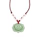 AISHIKEKE Fashion Natural Green Jade Lotus Pendant Necklace Lucky Charm +Red Cord