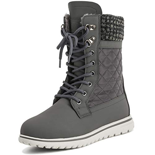 Polar Boot Womens Quilted Short Snow Winter Faux Fur Warm Durable Waterproof Boots - 8 - GRE41 AYC0526