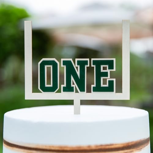 Wood Football One Cake Topper, 1st Birthday Party Supplies, First Birthday Football Theme Decorations, Wood And Acrylic Topper, Footballer Smash Cake Photo Props