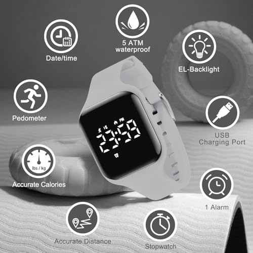 Image of Kids Watches for Girls Boys Digital Sport Watch with Step Counter Pedometer Vibration Alarm Clock, No App Waterproof Fitness Tracker Kids Watch Boys Girls Teens Students Ages 5-16