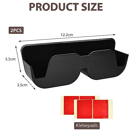 2 STK Brillenhalter für Auto, KFZ Sonnenbrillenhalter, Auto Brillenhalter, Aufbewahrung Halterung Selbstklebend mit Filzpolsterung für Brillen im Auto Brillenetui Ablagebox