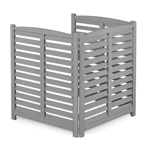 3-Panel Outdoor Air Conditioner Fence Screen, Outside Wood Privacy Fence, 32' W x 38' H