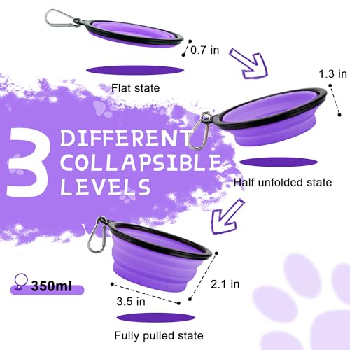 Image of Collapsible Dog Bowls for Travel, 2-Pack Dog Portable Water Bowl for Dogs Cats Pet Foldable Feeding Watering Dish for Traveling Camping Walking with 2 Carabiners, BPA Free