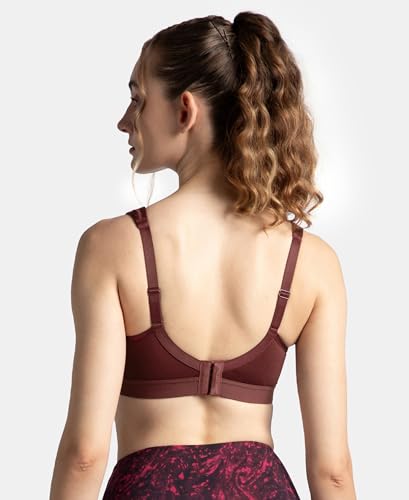 Image of Jockey MI11 Women's Wirefree Non Padded Microfiber Elastane Stretch Full Coverage Sports Bra with StayDry Treatment Tawny Port 32C