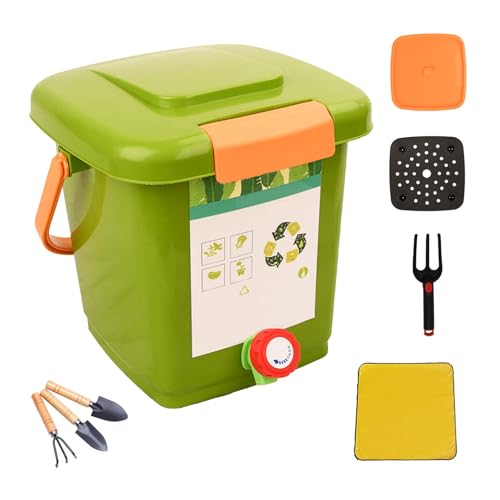 LFLIFENG Kitchen Compost Bin Countertop 2/2.6/4/5 Gallon Composter Tumbler Outdoor Save Space and Easy to Carry Kitchen Composter Bin,Style1(8L)-2Set