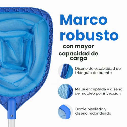 Miniatura 2 de Mowend 145cm Red Recogehojas Para Superficie De Piscina, Red Para Piscina Con Mango De 1,14m, Fina Skimmer Red Para Piscina, Spas, Estanques, Parque Acuatico