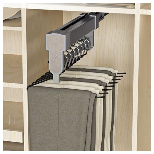Perchero con riel para ropa, ajustable, extraíble, para guardarropa, barra para ropa y pantalones, solución para ahorrar espacio, capacidad de carga de 25 kg, se adapta a armarios de 20 pulgadas, perf
