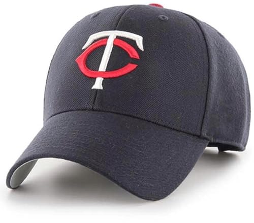 Officially Licensed Minnesota Baseball MVP Hat Classic Navy/White Twins Team Logo Adjustable Structured MVP Blue Sports Cap