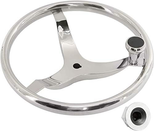 HYDDNice 3 Spoke Stainless Steel Boat Steering Wheel 13-1/2" Dia with 5/8" -18 Nut & Turning Knob fit for Seastar and Verado