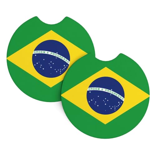 Car coasters para portavasos con bandera brasileña 2 unidades miniatura 1
