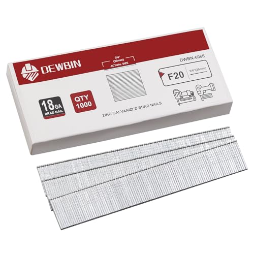 DEWBIN 18 Gauge Brad Nails, 1000 Counts 3/4-inch 18 GA Brad Nails, Galvanized Nails for Nail Gun, Finishing Nail Gun Nails for Pneumatic, Electric Brad Nailer Gun