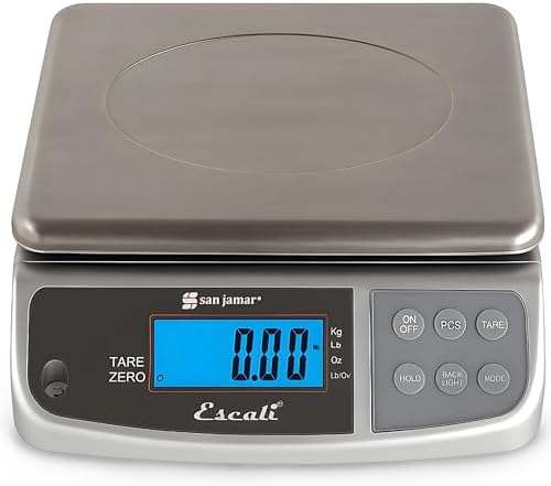 San Jamar Digital Food Scale, Battery Operated with 66 Pound Capacity for Cooking, Baking, Meal Prep, Diet Tracking, Stainless Steel, 6.82 Pounds, Silver