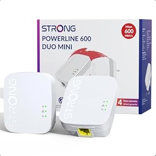 STRONG AV600 Kit Powerline, Ripetitore Powerline Ethernet HomePlug AV2, Plug & Play, Sicurezza One-Touch, Modalità Risparmio Energetico, Portata fino a 300 Metri, Porte LAN 100Mbps (PL600M)