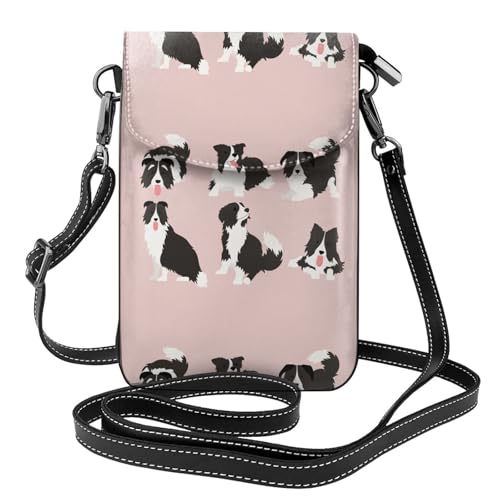 Pochette pour téléphone portable pour femmes motif chien finitions cuir PU