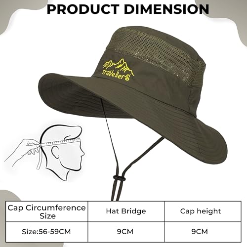 Image of Kraptick Headwear Hat - Lightweight Sun Hat with Foldable Boonie Cap Travellero Round Hat for Travel, UV Protection Summer Cap & Chin Strap with Adjustable Toggle for Secure Fit