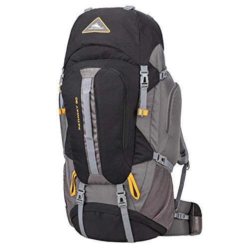 High Sierra Pathway Internal Frame Hiking Backpack, Black/Slate/Gold, 90L #TOP6