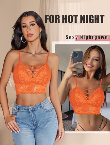 Image of Avidlove Bralettes for Women V Neck Lace Camisole Y2K Tank Top Strappy Cami Unpadded Bra Lingerie Crop Tops Outfits