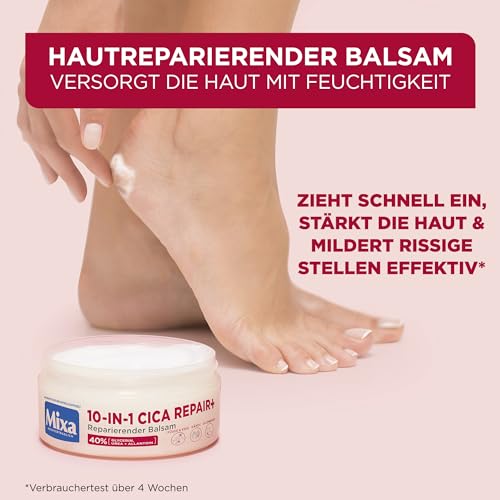 Mixa Urea Balsam, mit 40% Glycerin, Urea und Allatoin, reparierend, feuchtigkeitsspendend, für sehr trockene, rissige Haut an Ellenbogen, Knie, Füßen & Händen, 10 in 1 Urea Cica Repair+ , 150ml