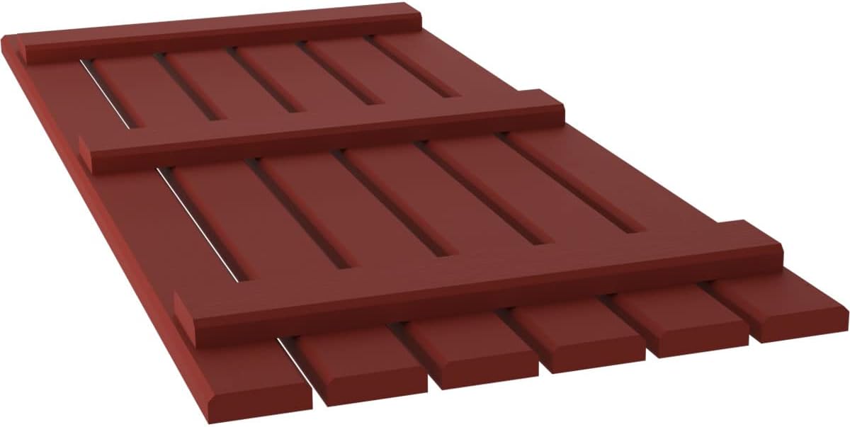 Ekena Millwork ARW401SB623X80MRH Americraft Six 3 Exterior Real Wood Spaced Board-n-Batten Shutters (Per Pair), Pepper Red