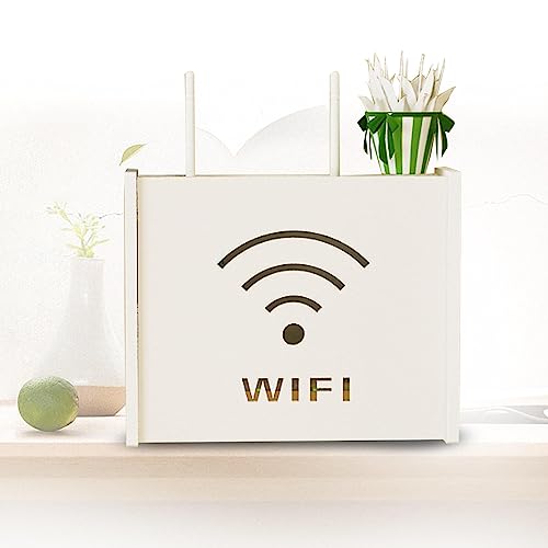 FHCSAO Boîte de Rangement Murale Organisateur Multifonctionnel Routeur WiFi Blanc A24x8.5x20cm Chambre