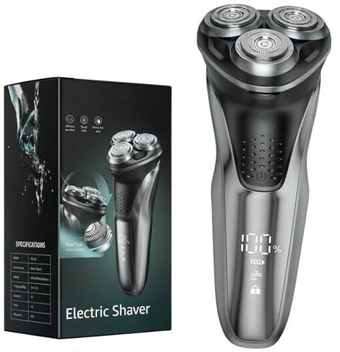 GDKLXL Rechargeable Electric Razor for Men: IPX7 Waterproof Shaver - 1.5H Fast Charge, 4D Flex Precision Blades with Pop-Up Trimmer - Gentle on Sensitive Skin, Travel-Friendly,Warm Grey Blue