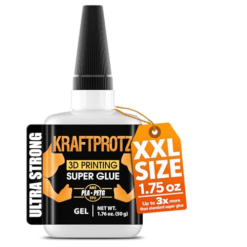 3D Printer Superglue Gel for PLA, ABS, PETG, TPU & Nylon – 1.76 oz...