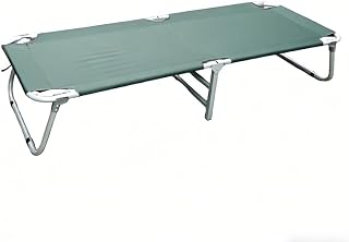 Simple Folding Bed, Cast Iron & Canvas Material, 250 LBS Weight Capacity, 71.65x24.4 Inches, Multipurpose Bed for Patio, Outdoor and Indoor Use (Green)