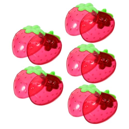 CLISPEED Cajas De 5 Piezas Caja De Dulces De Fresa Decoración De La De Fresa Decoración Colgante De Fresa Pequeño Plato De Dulces Cajas De Dulces De Fresa El Plastico Rojo