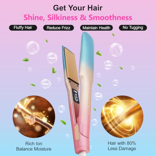 DORISILK Ceramic Flat Iron 450 Degrees, Hair Straightener and Curler 2 in 1, 30s Fast Heat Straightening Iron for Hair, Dual Voltage Planchas de Cabello Control Temp Gift for Women Girls, 1.75 Inch - Image 7