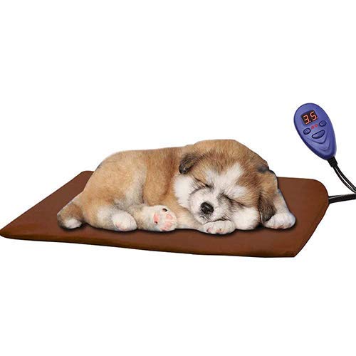 Qiu's home Cojín de calefacción eléctrica para mascotas,Almohadilla de calentamiento para Perros y Gatos con 7 Niveles de Temperatura Ajustables(30*30cm) (Marrón)