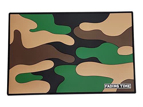 Fading Time Barber Station Organizer 19x12 | Anti-Slip Barber Mat | Barber Station Mat, Rubber Mat for Barbershop, Countertop Protection for Clippers,Salon Tools,Scissors, Trimmer & Combs (Camo)