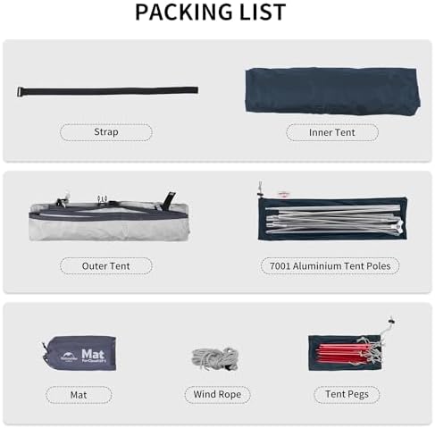 Naturehike Cloud Up 1 Namiot kempingowy na 3-4 sezony, lekki namiot plecakowy dla 1 osoby, wodoodporny, odporny na owady namiot rodzinny na wędrówki, wspinaczka górska (20D Niebieski Ulepszony)